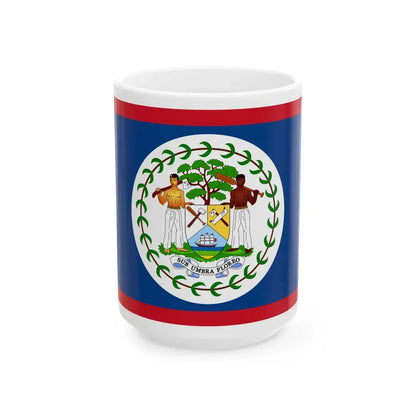 Flag of Belize 1981-2019 (Belize) White Coffee Mug 15oz - Go Mug Yourself