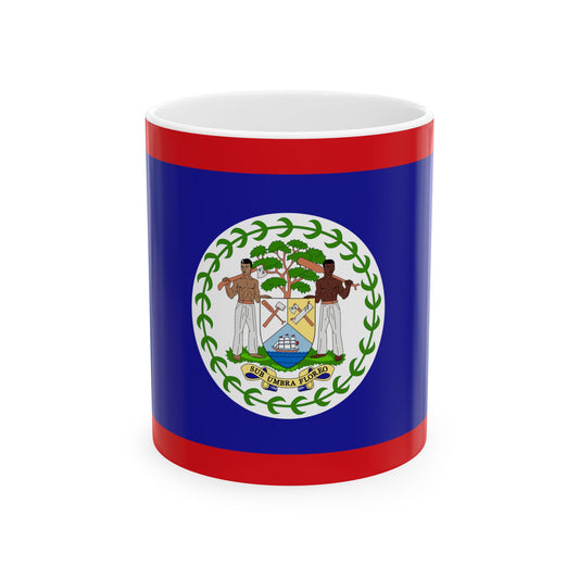 Flag of Belize 3-2 (Belize) White Coffee Mug-11oz-Go Mug Yourself