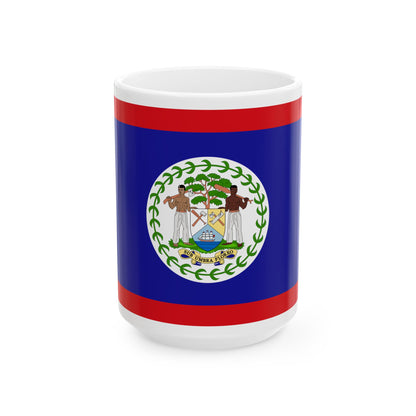 Flag of Belize 3-2 (Belize) White Coffee Mug-15oz-Go Mug Yourself
