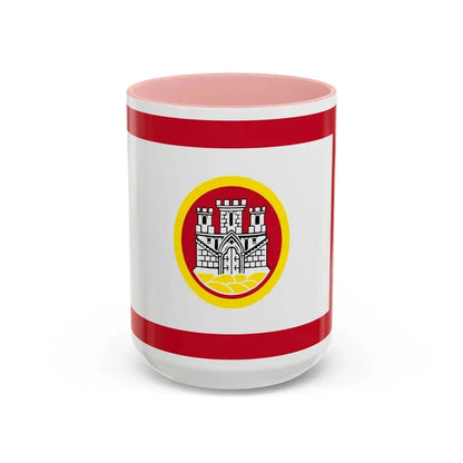 Flag of Bergen Vestland Norway - Accent Coffee Mug 15oz Pink - Go Mug Yourself
