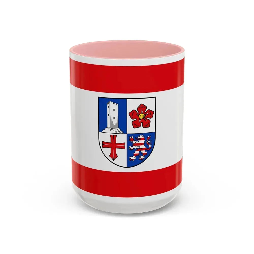 Flag of Bergstrasse Germany - Accent Coffee Mug 15oz Pink - Go Mug Yourself