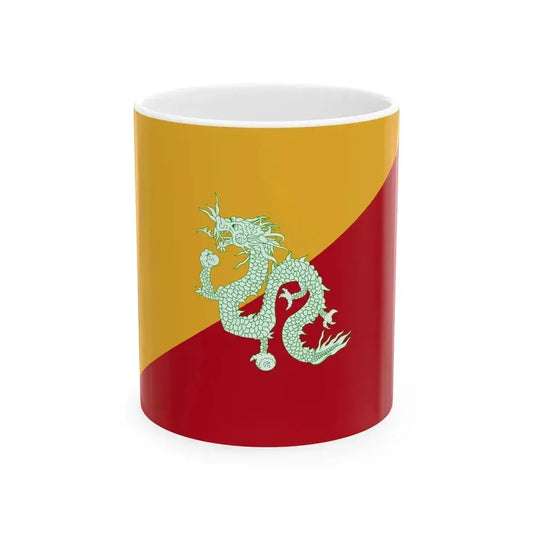 Flag of Bhutan 1949-1956 3-2 (Bhutan) White Coffee Mug 11oz - Go Mug Yourself