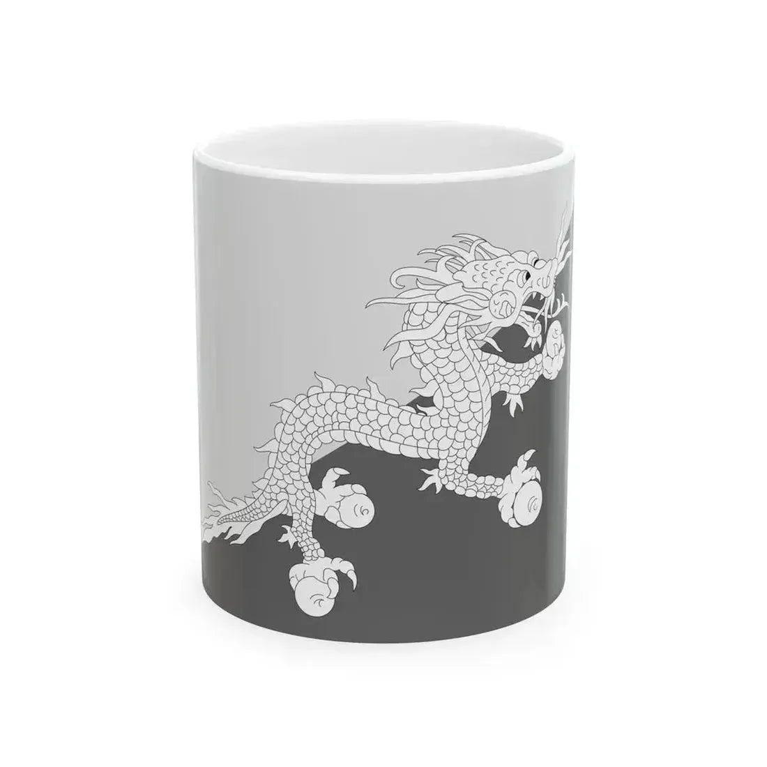 Flag of Bhutan black and white variant 1 (Bhutan) White Coffee Mug 11oz - Go Mug Yourself