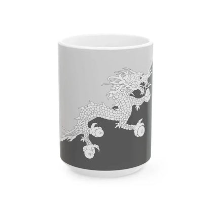 Flag of Bhutan black and white variant 1 (Bhutan) White Coffee Mug 15oz - Go Mug Yourself