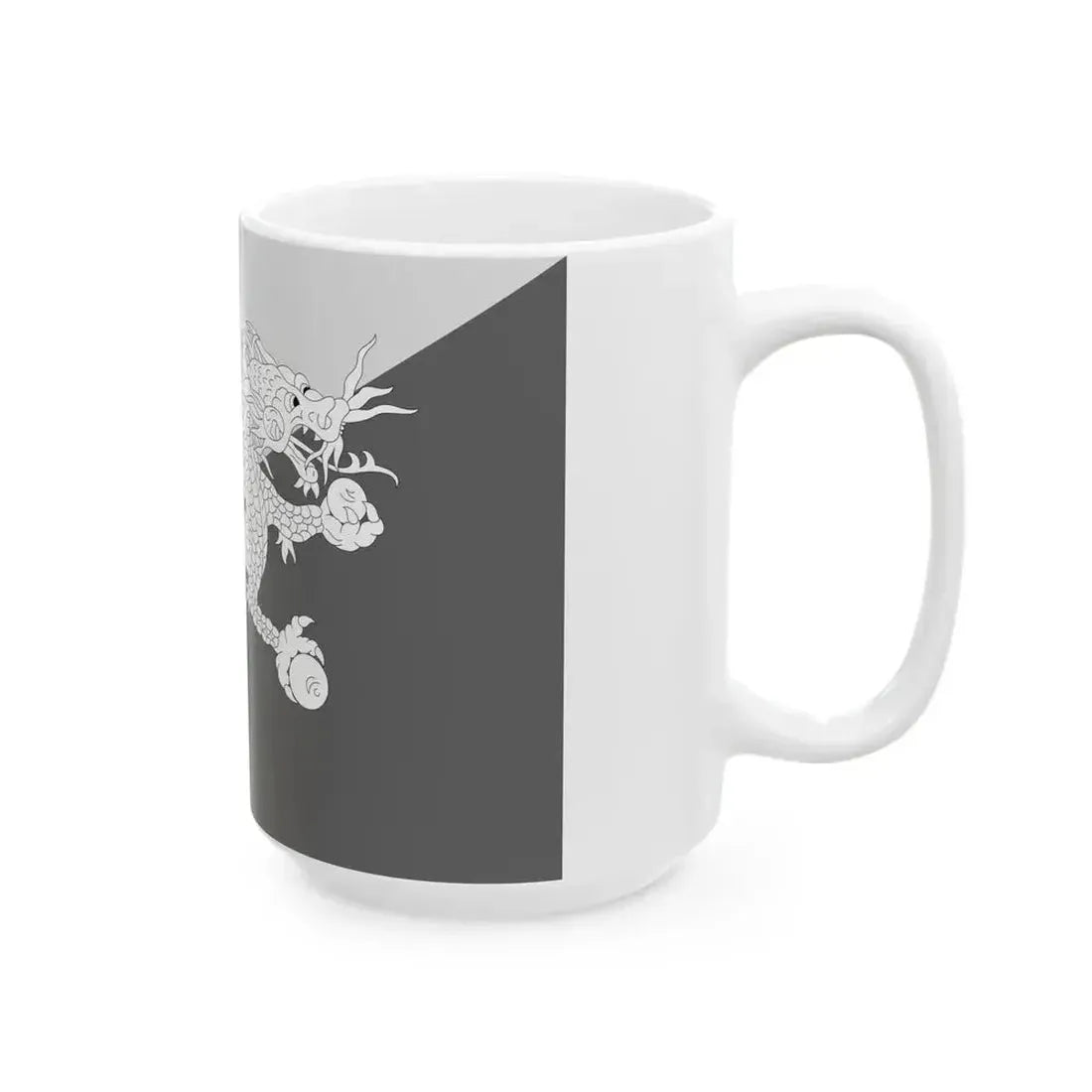 Flag of Bhutan black and white variant 1 (Bhutan) White Coffee Mug - Go Mug Yourself