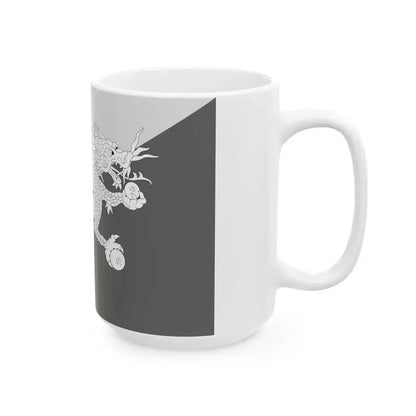 Flag of Bhutan black and white variant 1 (Bhutan) White Coffee Mug - Go Mug Yourself