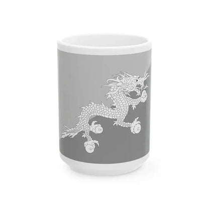 Flag of Bhutan black and white variant 2 (Bhutan) White Coffee Mug 15oz - Go Mug Yourself