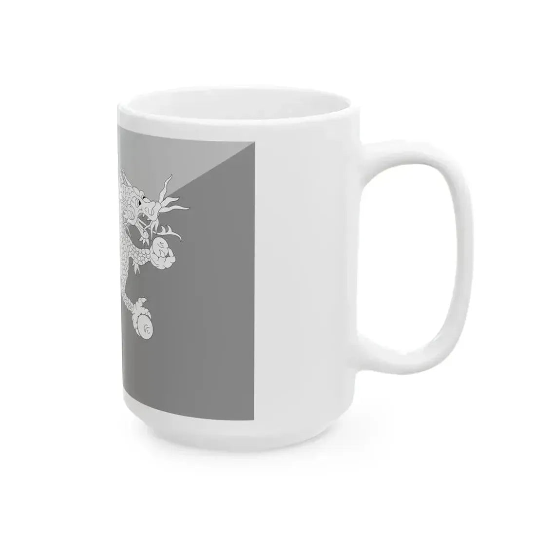 Flag of Bhutan black and white variant 2 (Bhutan) White Coffee Mug - Go Mug Yourself