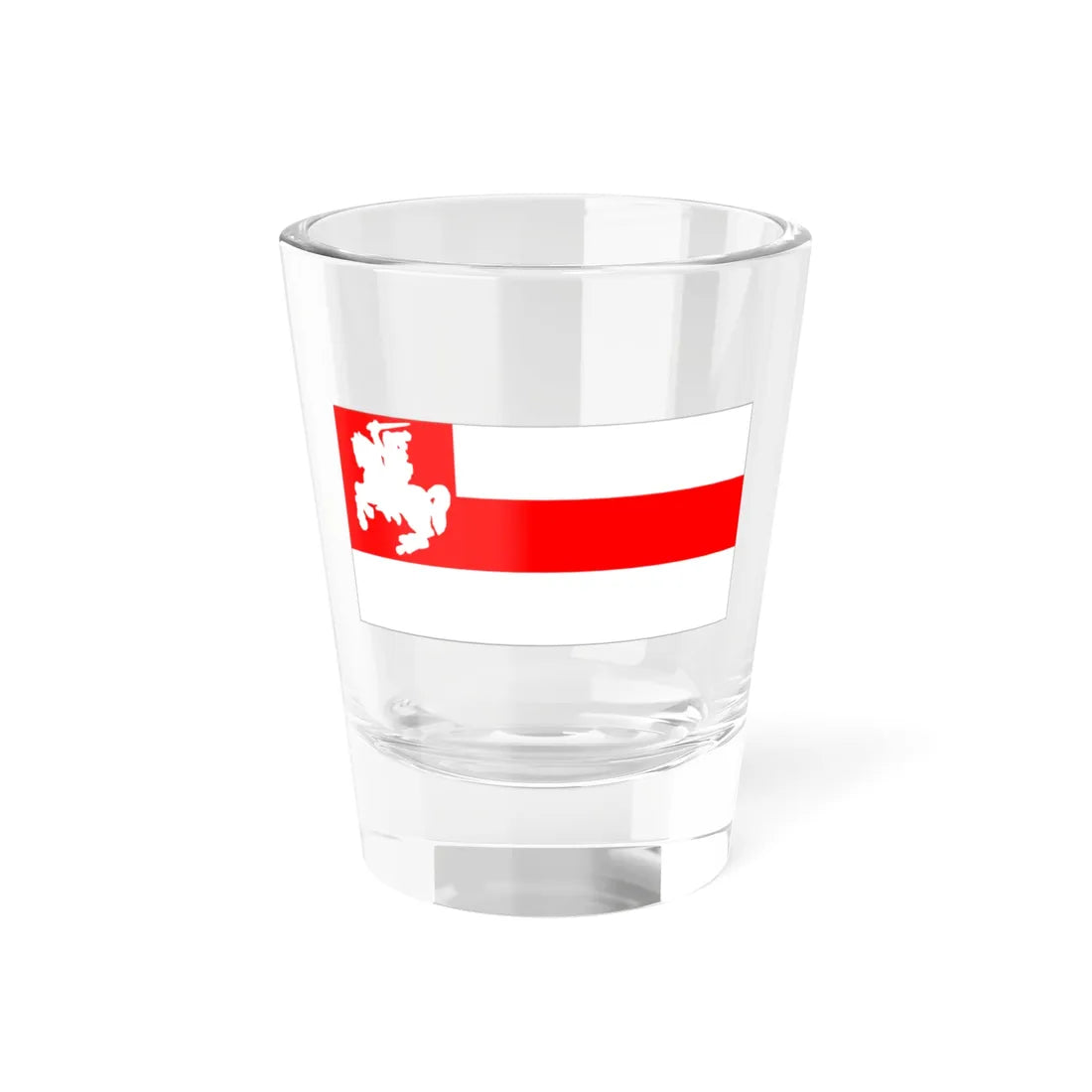 Flag of Biełaruski Asoby Bataljon u skladzie vojska Letuvy (Belarus) (Coat of Arms) Shot Glass 1.5oz 1.5oz - Go Mug Yourself