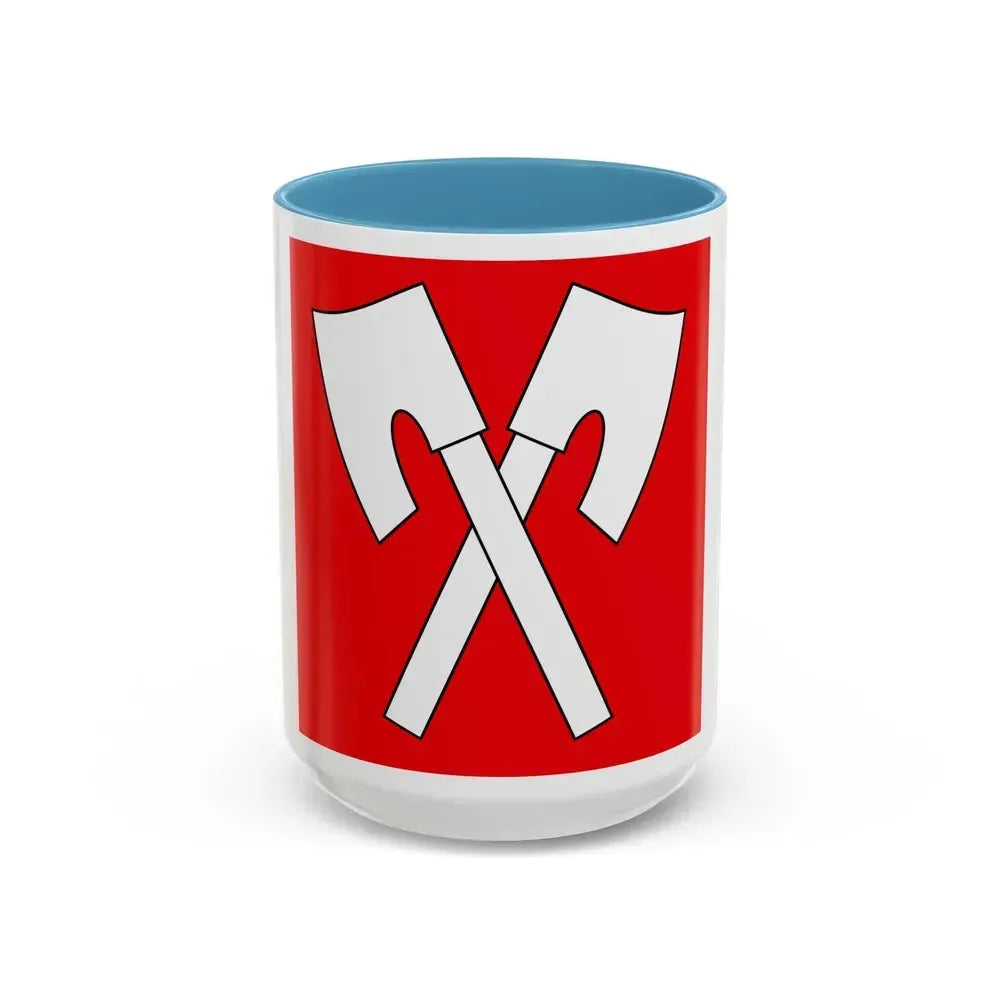 Flag of Biel Switzerland - Accent Coffee Mug 15oz Light Blue - Go Mug Yourself