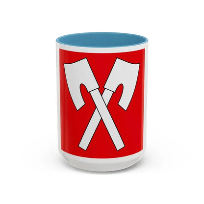 Flag of Biel Switzerland - Accent Coffee Mug 15oz Light Blue - Go Mug Yourself