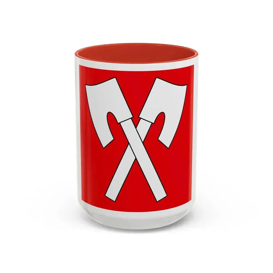 Flag of Biel Switzerland - Accent Coffee Mug 15oz Red - Go Mug Yourself