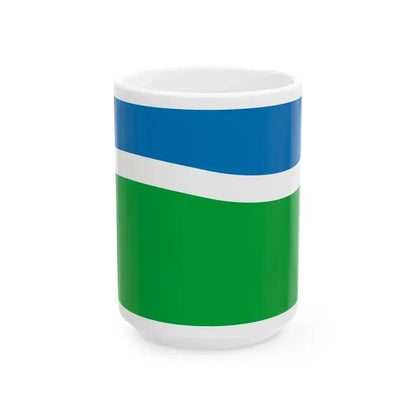 Flag of Blagoveschensky rayon Amur oblast 2009-09 (Russia) White Coffee Mug 15oz - Go Mug Yourself