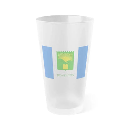 Flag of Bnei Brak Israel - Frosted Pint Glass 16oz 16oz Frosted - Go Mug Yourself