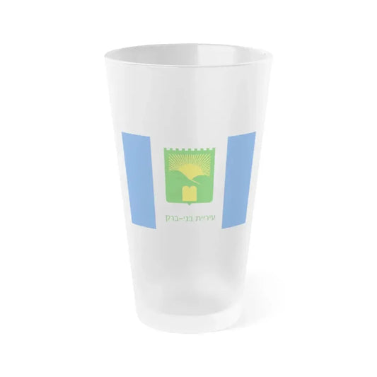 Flag of Bnei Brak Israel - Frosted Pint Glass 16oz 16oz Frosted - Go Mug Yourself