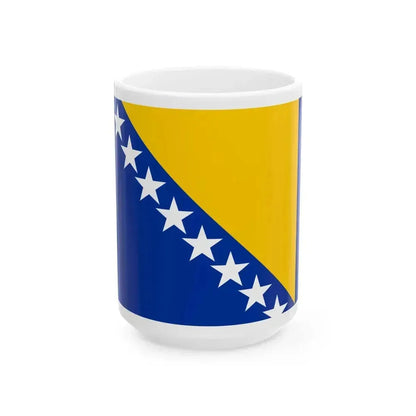 Flag of Bosnia and Herzegovina 1998 (Bosnia and Herzegovina) White Coffee Mug 15oz - Go Mug Yourself