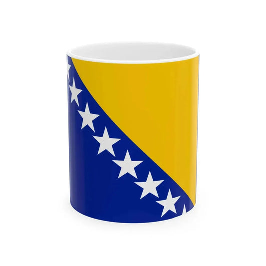 Flag of Bosnia and Herzegovina (Bosnia and Herzegovina) White Coffee Mug 11oz - Go Mug Yourself