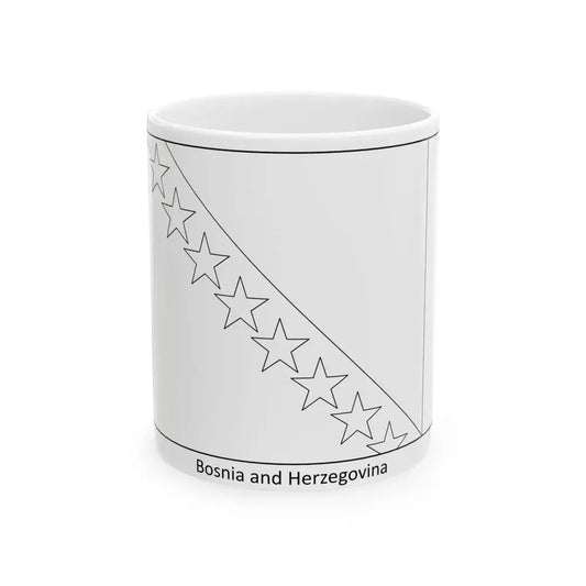 Flag of Bosnia and Herzegovina colouring page (Bosnia and Herzegovina) White Coffee Mug 11oz - Go Mug Yourself