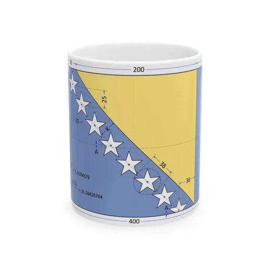 Flag of Bosnia and Herzegovina construction sheet (Bosnia and Herzegovina) White Coffee Mug 11oz - Go Mug Yourself