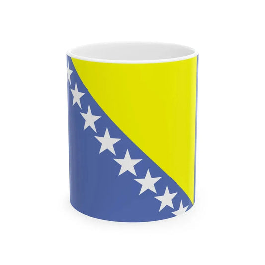 Flag of Bosnia and Herzegovina WFB 2000 (Bosnia and Herzegovina) White Coffee Mug 11oz - Go Mug Yourself