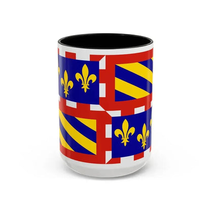 Flag of Bourgogne France - Accent Coffee Mug 15oz Black - Go Mug Yourself