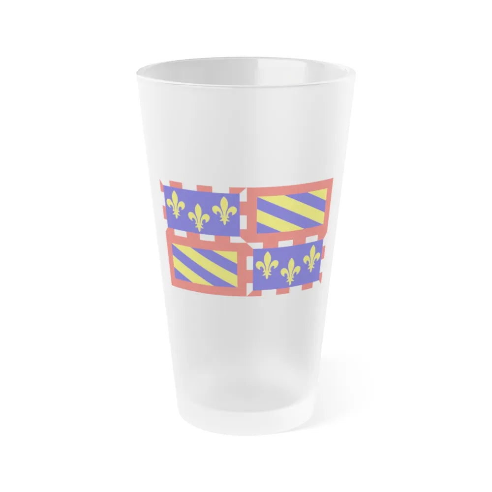 Flag of Bourgogne France - Frosted Pint Glass 16oz-16oz-Frosted-Go Mug Yourself