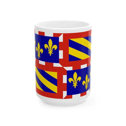 Flag of Bourgogne France - White Coffee Mug 15oz - Go Mug Yourself