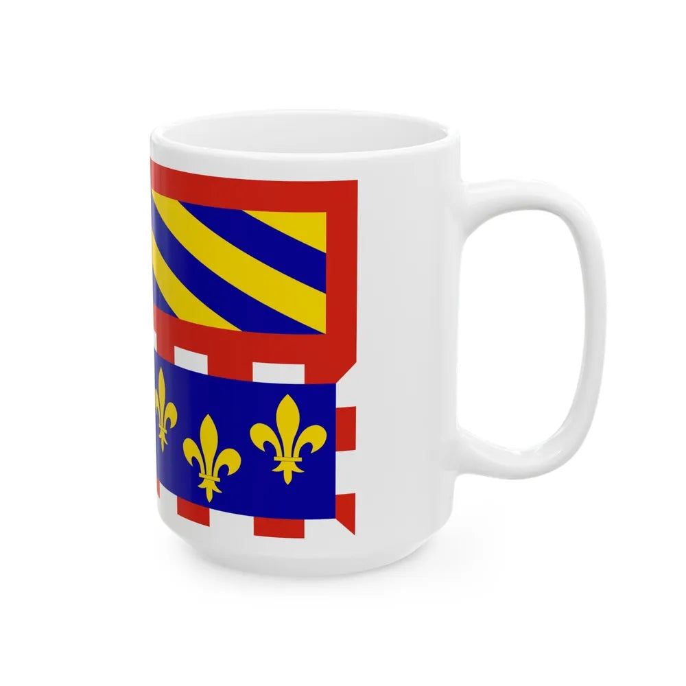 Flag of Bourgogne France - White Coffee Mug-Go Mug Yourself