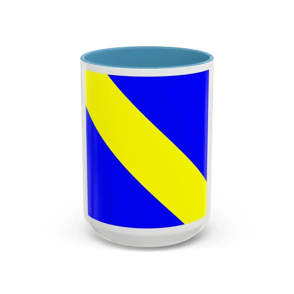 Flag of Bournens Switzerland - Accent Coffee Mug 15oz Light Blue - Go Mug Yourself
