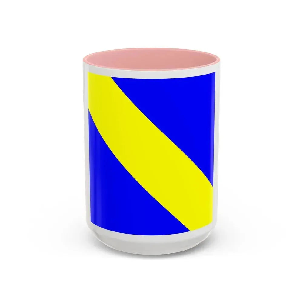 Flag of Bournens Switzerland - Accent Coffee Mug 15oz Pink - Go Mug Yourself