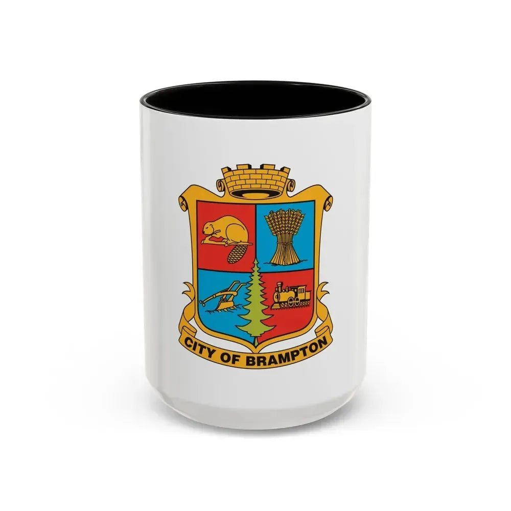 Flag of Brampton Canada - Accent Coffee Mug 15oz Black - Go Mug Yourself