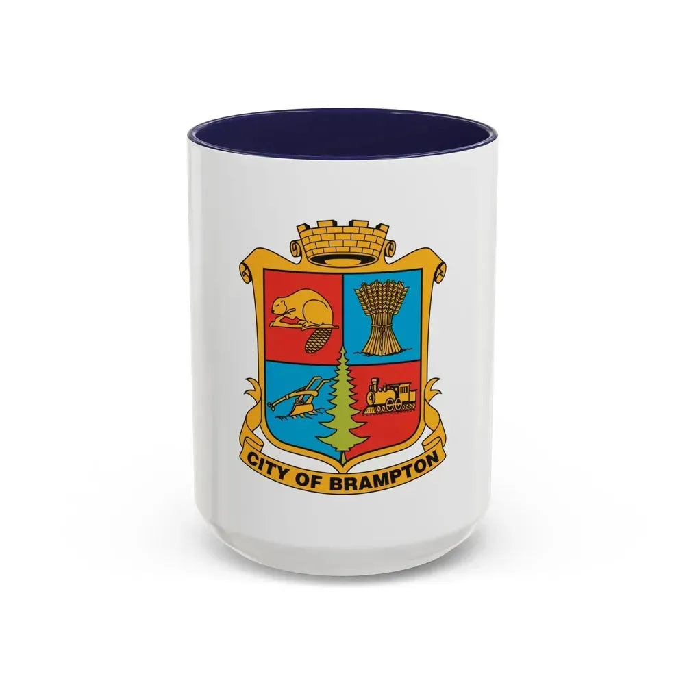 Flag of Brampton Canada - Accent Coffee Mug 15oz Navy - Go Mug Yourself