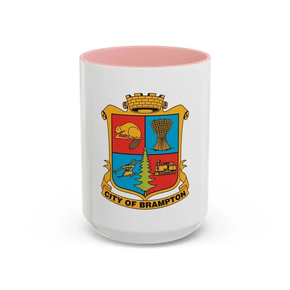 Flag of Brampton Canada - Accent Coffee Mug 15oz Pink - Go Mug Yourself