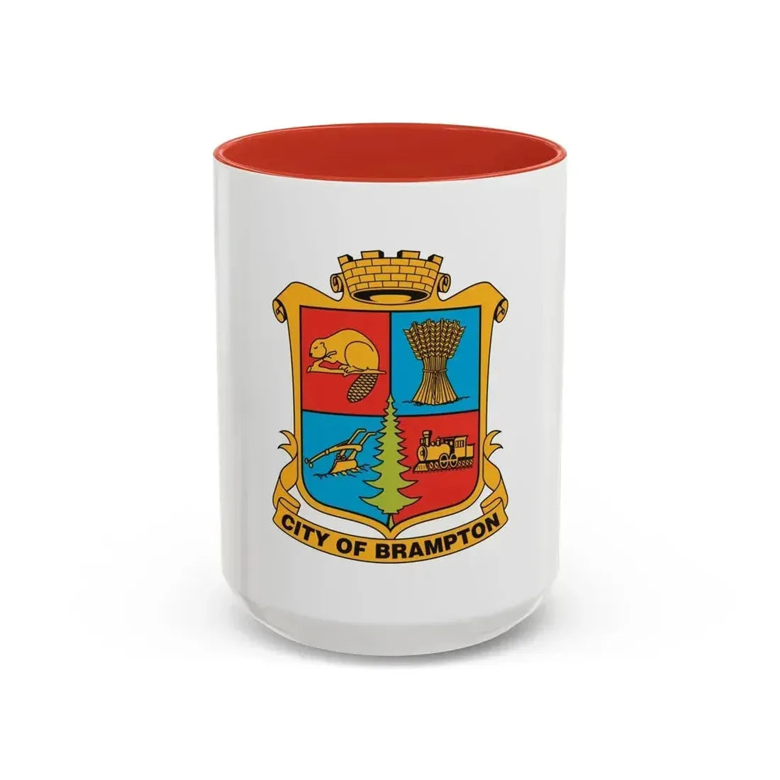 Flag of Brampton Canada - Accent Coffee Mug 15oz Red - Go Mug Yourself
