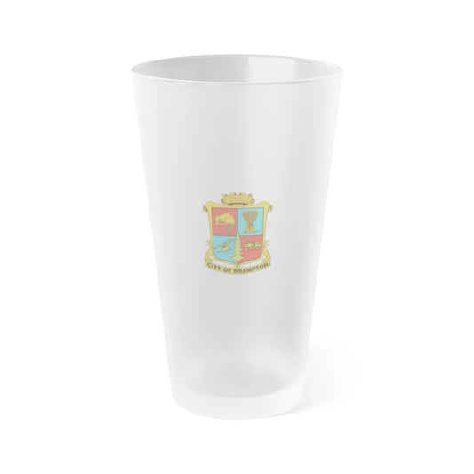 Flag of Brampton Canada - Frosted Pint Glass 16oz-16oz-Frosted-Go Mug Yourself