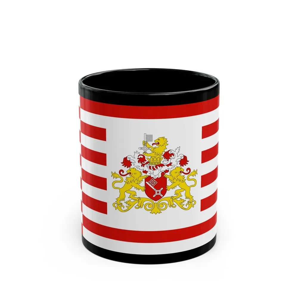 Flag of Bremen with flag arms Germany - Black Coffee Mug-11oz-Go Mug Yourself