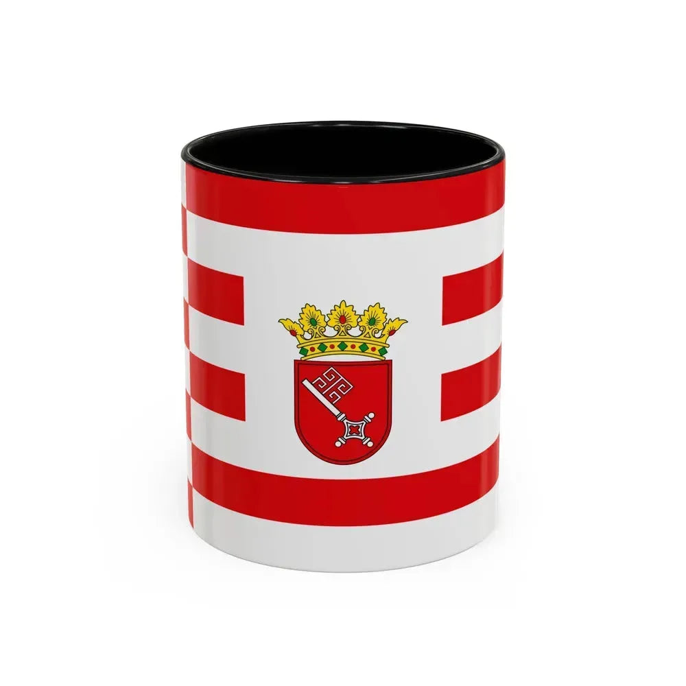 Flag of Bremen with middle arms Germany - Accent Coffee Mug 11oz Black - Go Mug Yourself
