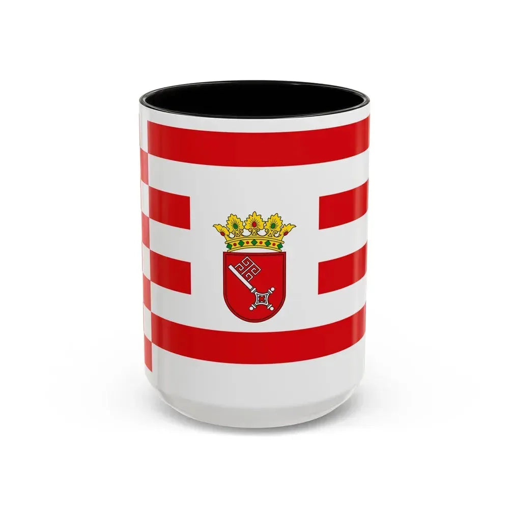 Flag of Bremen with middle arms Germany - Accent Coffee Mug 15oz Black - Go Mug Yourself