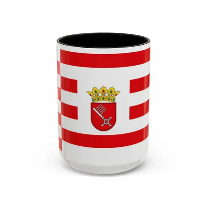 Flag of Bremen with middle arms Germany - Accent Coffee Mug 15oz Black - Go Mug Yourself