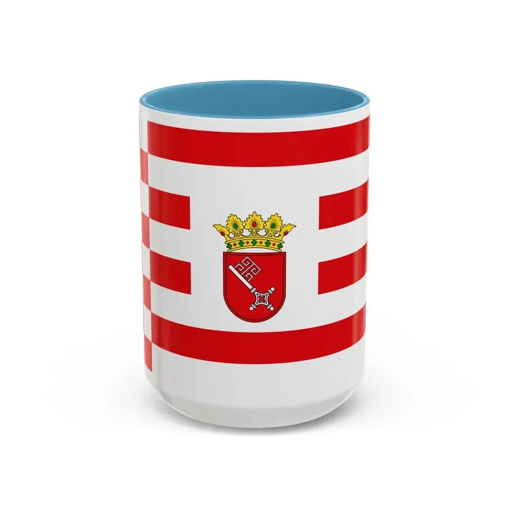 Flag of Bremen with middle arms Germany - Accent Coffee Mug 15oz Light Blue - Go Mug Yourself