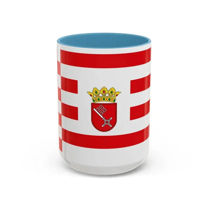 Flag of Bremen with middle arms Germany - Accent Coffee Mug 15oz Light Blue - Go Mug Yourself