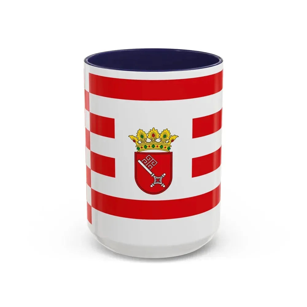 Flag of Bremen with middle arms Germany - Accent Coffee Mug 15oz Navy - Go Mug Yourself