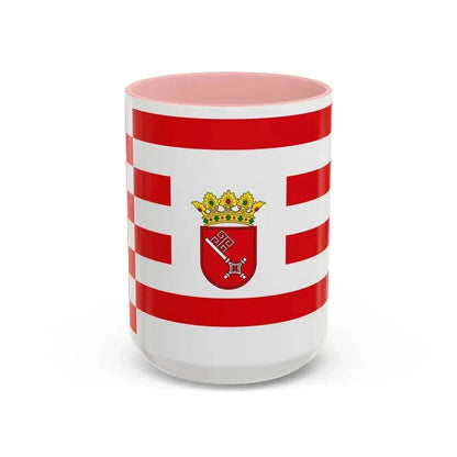 Flag of Bremen with middle arms Germany - Accent Coffee Mug 15oz Pink - Go Mug Yourself