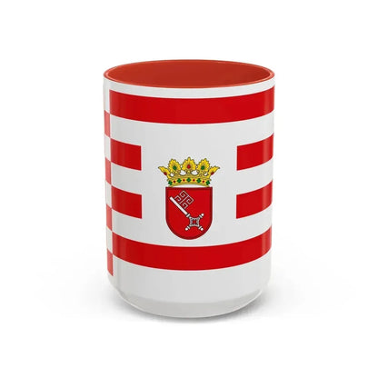 Flag of Bremen with middle arms Germany - Accent Coffee Mug 15oz Red - Go Mug Yourself