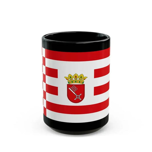 Flag of Bremen with middle arms Germany - Black Coffee Mug 15oz - Go Mug Yourself