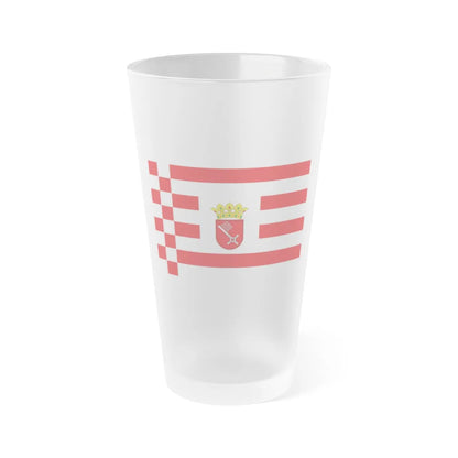 Flag of Bremen with middle arms Germany - Frosted Pint Glass 16oz-16oz-Frosted-Go Mug Yourself