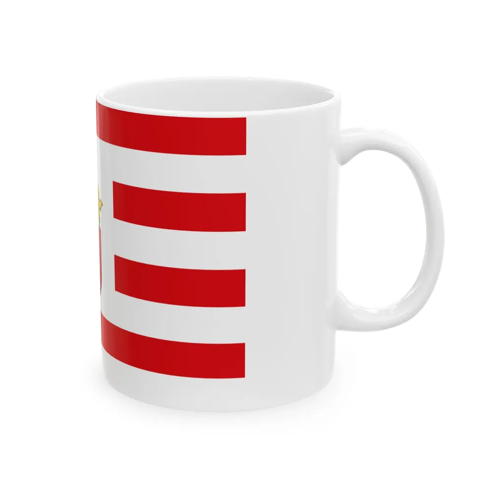 Flag of Bremen with middle arms Germany - White Coffee Mug-Go Mug Yourself