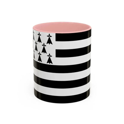 Flag of Bretagne France - Accent Coffee Mug 11oz Pink - Go Mug Yourself