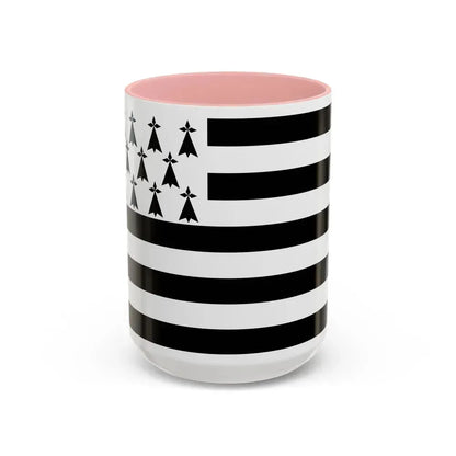 Flag of Bretagne France - Accent Coffee Mug 15oz Pink - Go Mug Yourself