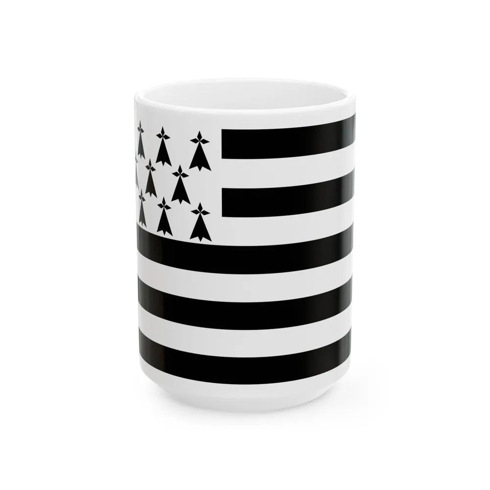 Flag of Bretagne France - White Coffee Mug-15oz-Go Mug Yourself